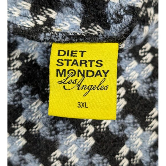 NEW NWT Diet Starts Monday Tweed Shirt Wool Blend Houndstooth Button Up Size 3XL - Picture 5 of 6